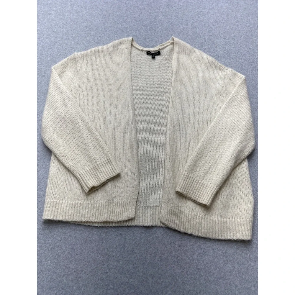 Banana Republic Cardigan Mens XL White Alpaca Wool Open Front Knit Sweater